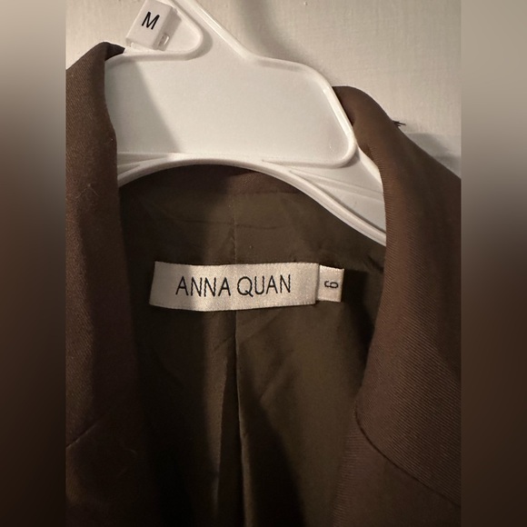 Anna Quan Olive Green Single Botton Long Blazer Jacket Top - WomeN Size 6 M New - Picture 4 of 4